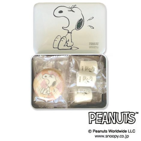 PEANUTS クッキー＆マシュマロ白缶 E