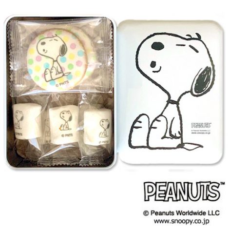 PEANUTS クッキー＆マシュマロ白缶 D